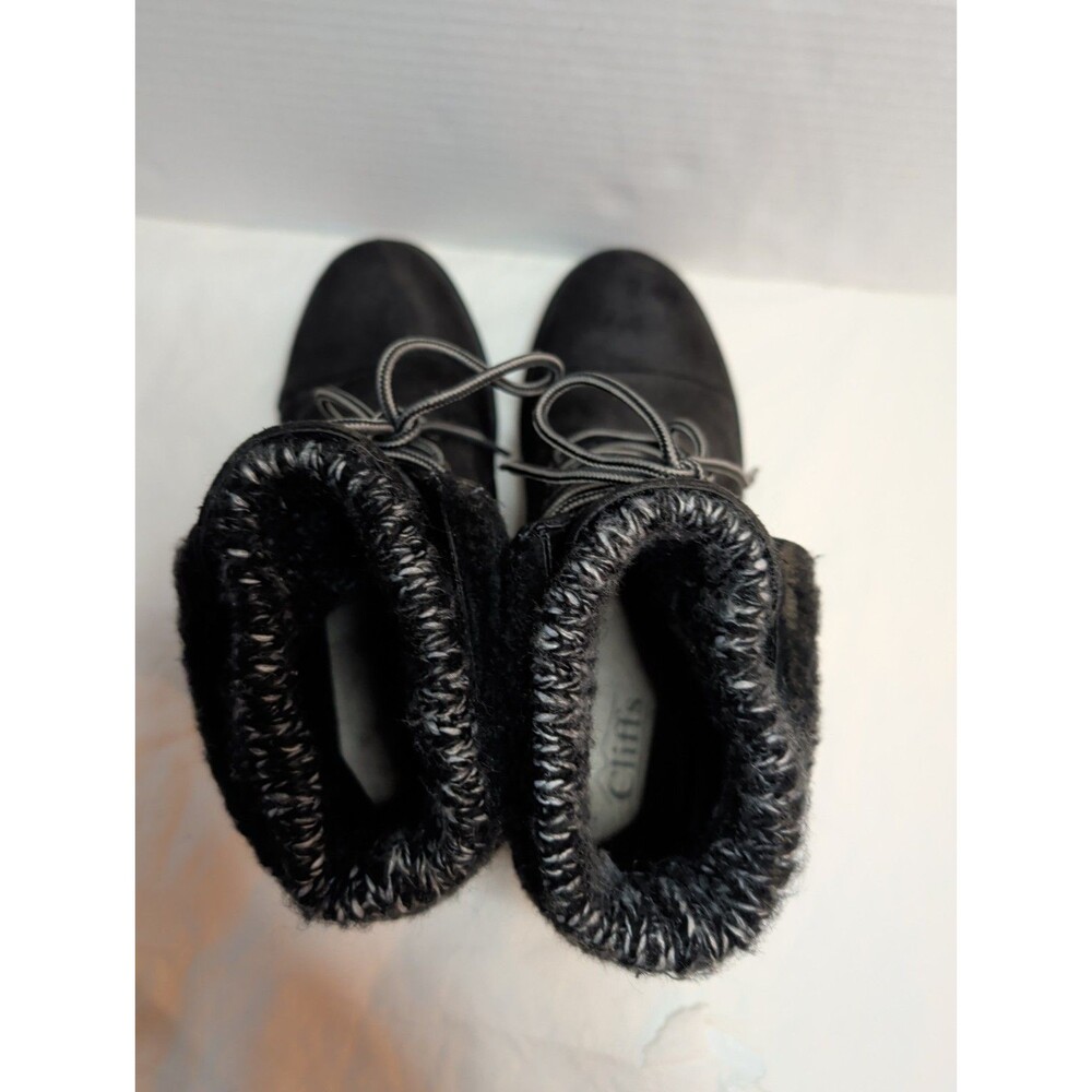 Cliffs By White Mountain Ankle Boots Black w/ Sweater Cuff Womens 7.5 Fall Cute - Picture 5 of 7